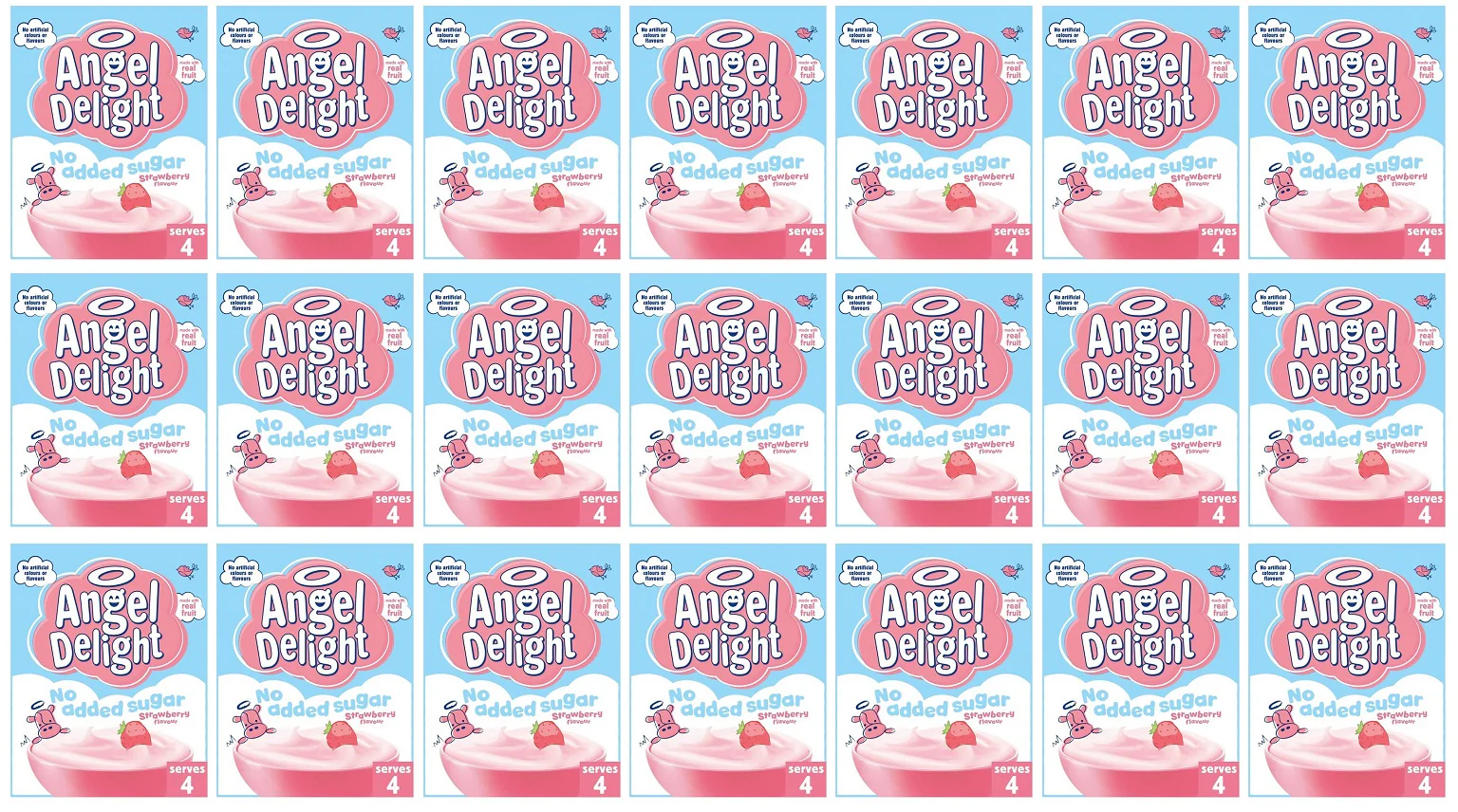 21 x Angel Delight Strawberry No Added Sugar Instant Dessert 47G
