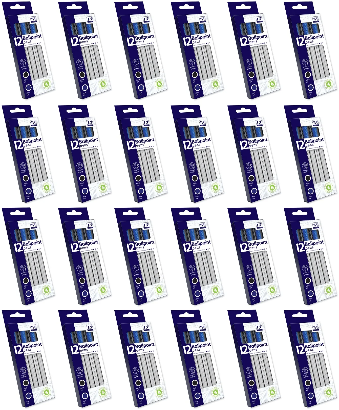 24 x 12 Ballpoint Pens Black