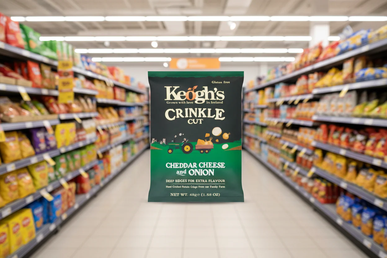 24 x Keogh's Crinkle Cut Cheddar Cheese And Onion 45G - Image 2
