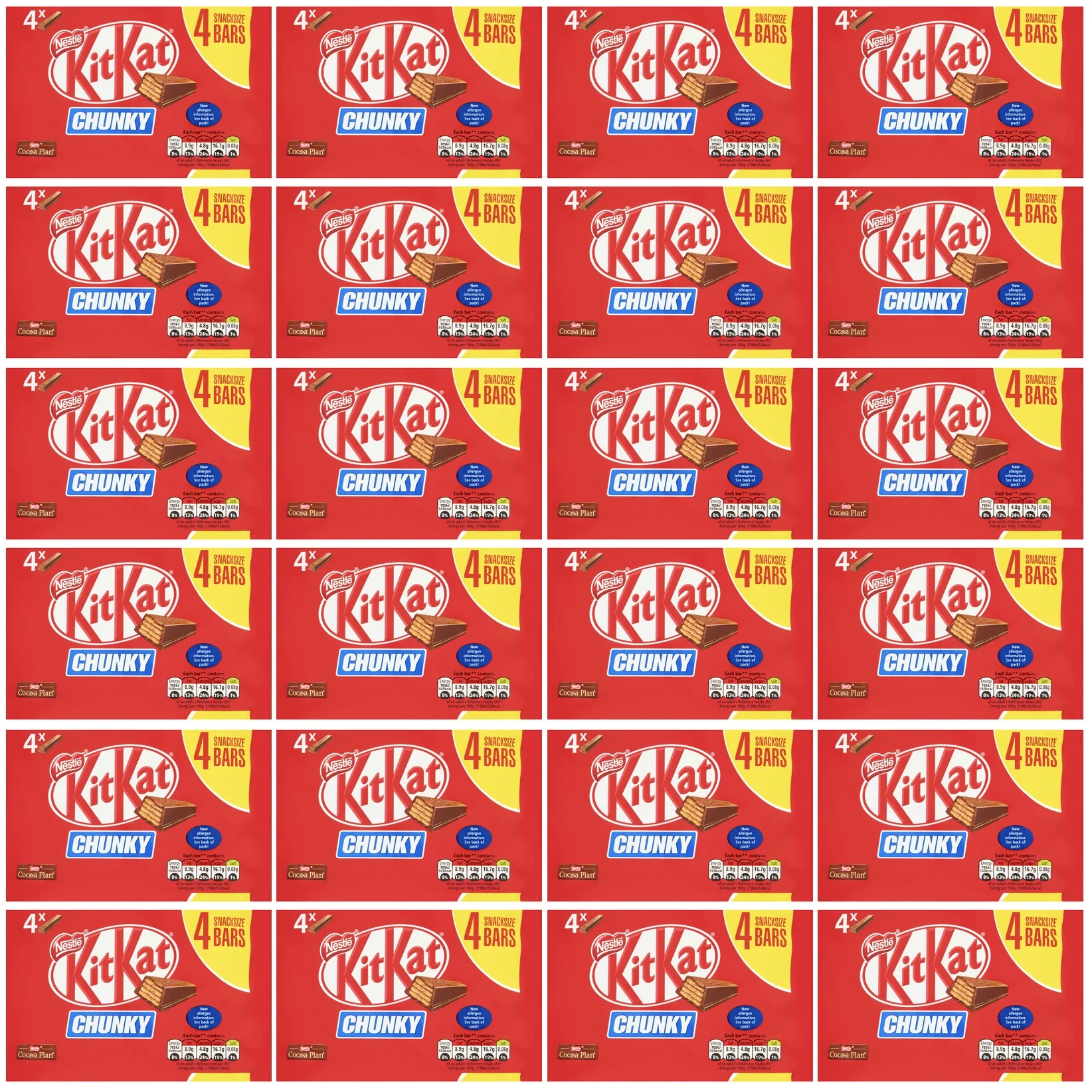 24 x Kitkat Chunky Milk Chocolate Bar 4 X 32G (128G)
