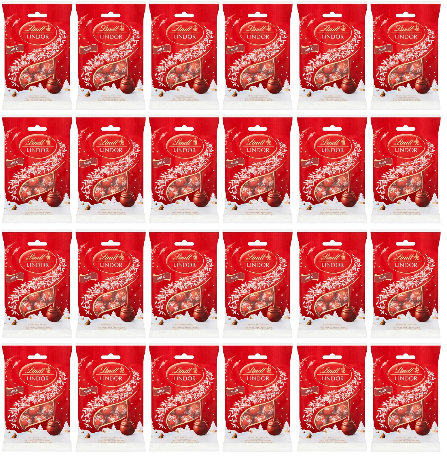 24 x Lindt Lindor Christmas Milk Chocolate Mini Truffles Bag 80G