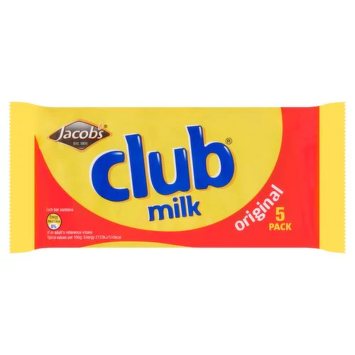 36 x Jacob's Club Milk Original 5 X 22G (110G) - Image 3