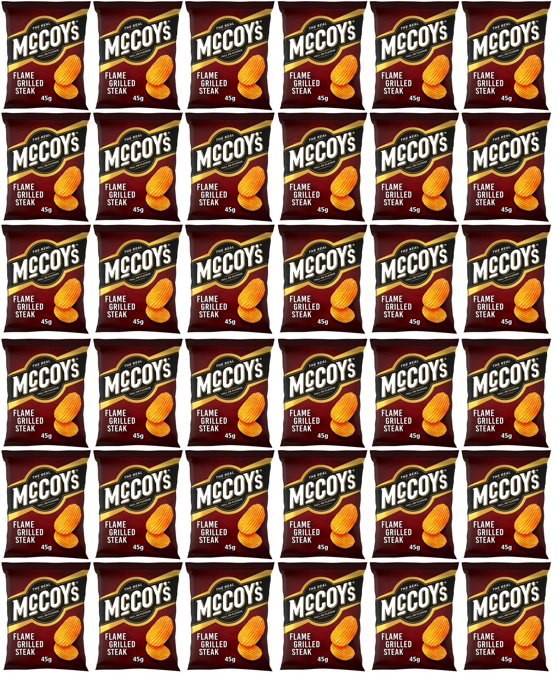 36 x Mccoy's Flame Grilled Steak Flavour Potato Crisps 45G