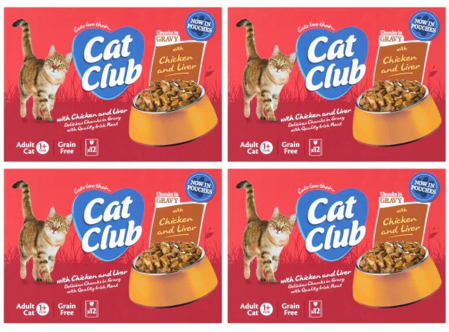4 x Cat Club Multipack In Gravy 12 Pouch 12X100G