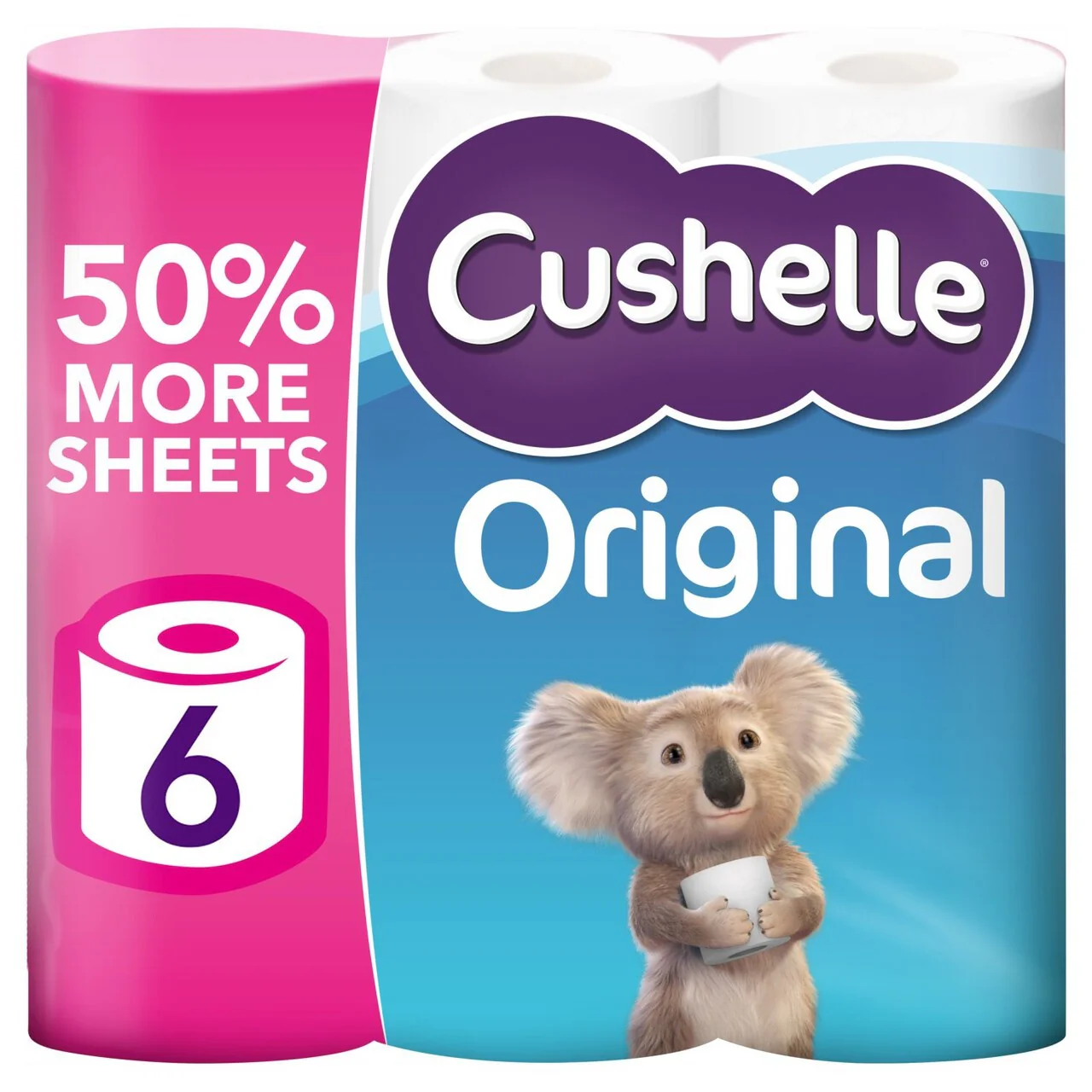 4 x Cushelle Original Toilet Rolls 6 Mega Rolls 50% More Sheets - Image 3