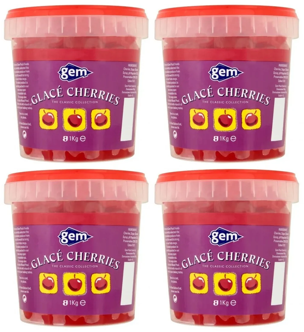 4 x Gem Glacé Cherries 1Kg