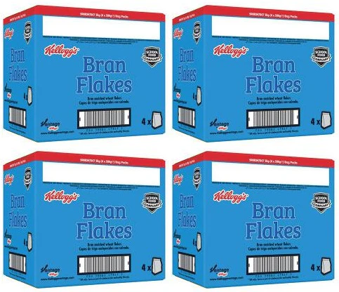 4 x Kellogg's Bran Flakes Breakfast Cereal 4 X 500G (2Kg)