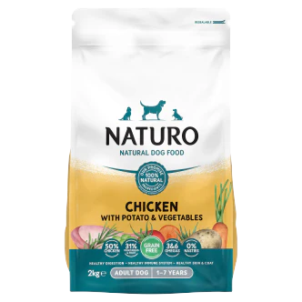 4 x Naturo Dry Adult Dog Chicken & Potato - 2KG - Image 3