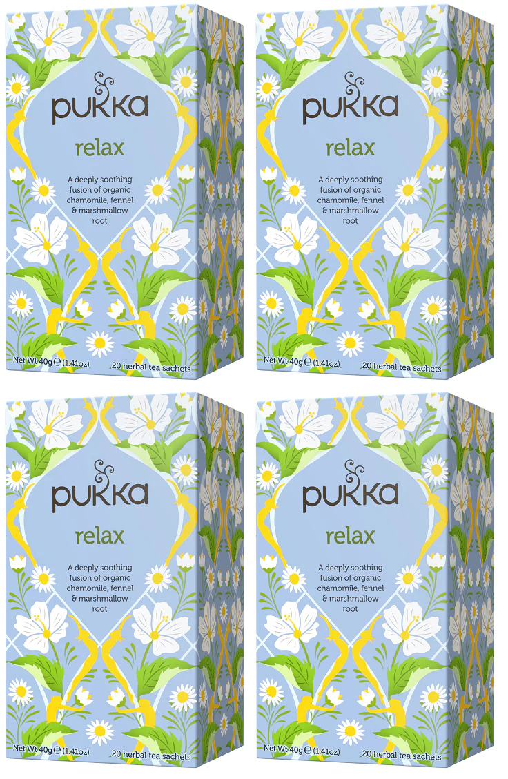 4 x Pukka Organic Relax Herbal Tea With Chamomile 20 S