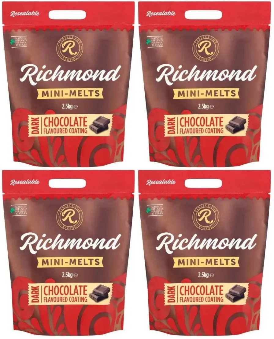 4 x Richmond Mini-Melts Dark Chocolate Flavoured Coating 2.5Kg