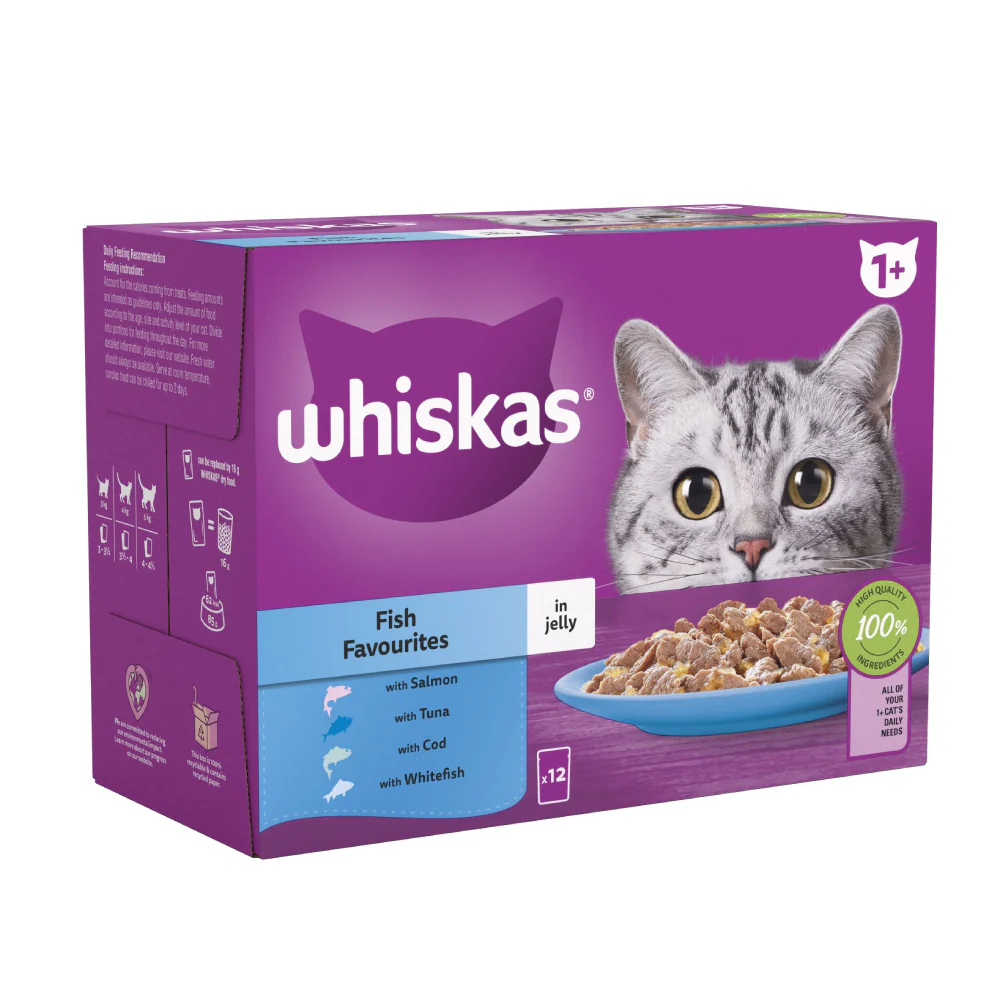 4 x Whiskas 1+ Fish Favourites In Jelly 12 X 85G (1.02Kg) - Image 3