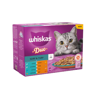 4 x Whiskas Cat 1+ Pouch Jelly Duo Surf & Turf 12 Pack - 12X85Gm - Image 3