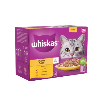 4 x Whiskas Cat 7+ Pouch Jelly Poultry Feasts 12 Pack - 12X85Gm - Image 3