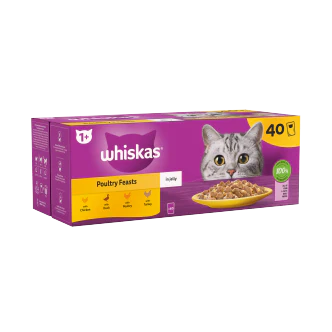40 x Whiskas Cat 1+ Pouch Jelly Poultry Feasts (85Gm) - Image 3