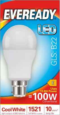 5 x Eveready Led Bulb Cool White Bc 13.2W - Single - Image 2