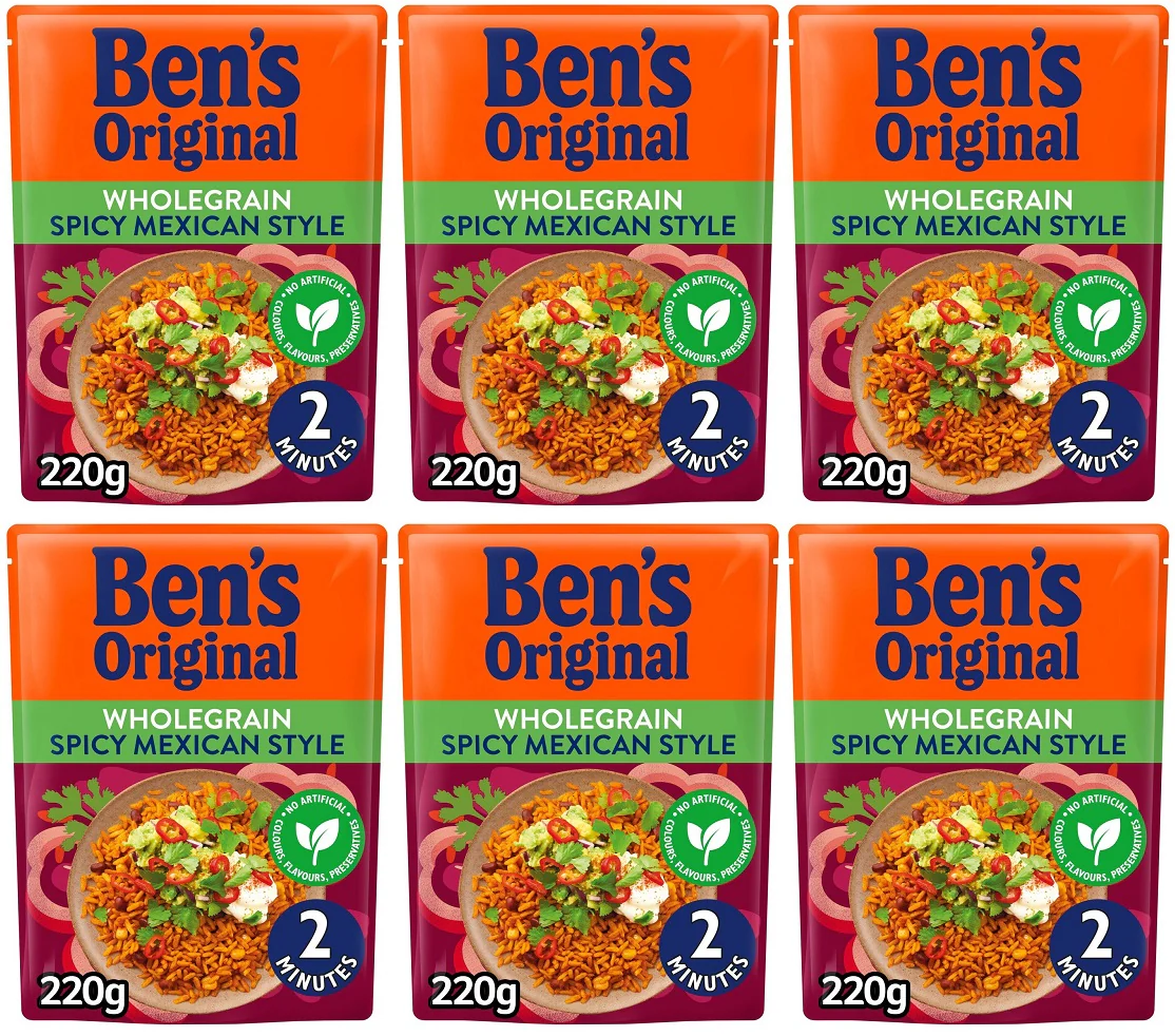 6 x Ben's Original Wholegrain Spicy Mexican Microwave Rice 220G