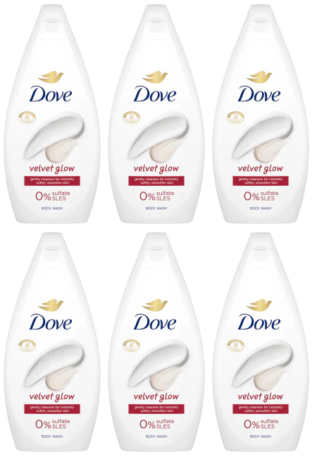 6 x Dove Body Wash Velvet Glow - 450ML