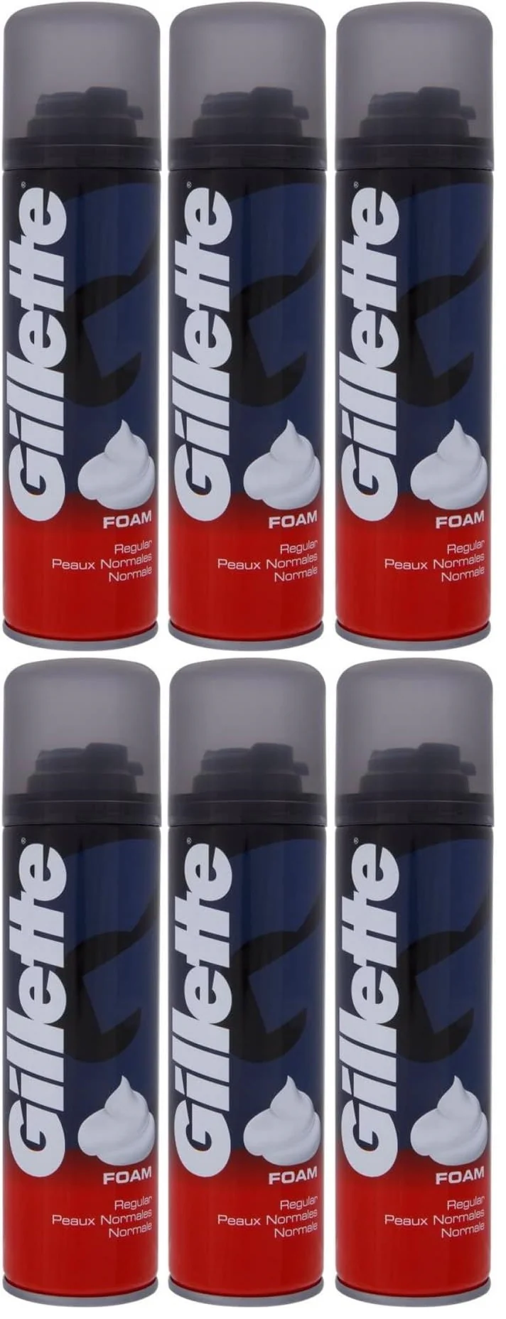 6 x Gillette Classic Men's Shaving Foam Regular 200Ml