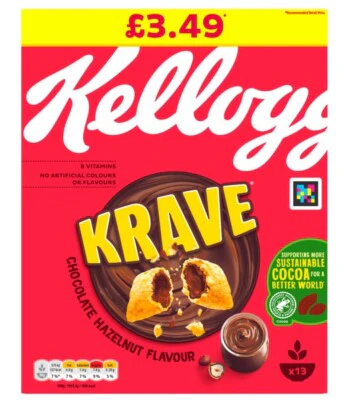 6 x Kelloggs Krave Hazelnut - 410G - Image 3