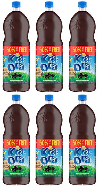 6 x Kia Ora Blackcurrant +50% Extra Free - 1.5LTR