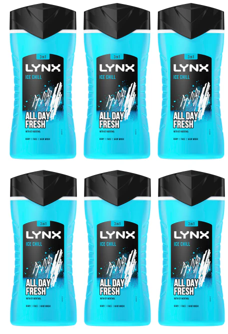 6 x Lynx Body Wash Ice Chill - 225ML
