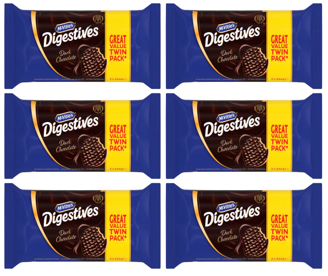 6 x Mcvities Dark Chocolate Digestives Twin 2X266Gm