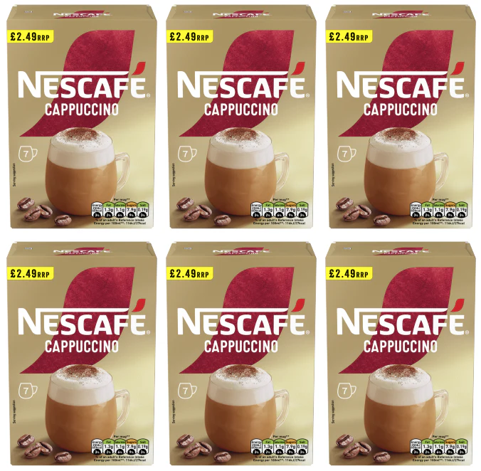 6 x Nescafe Cappuccino Frothy Coffee Sachets - 108