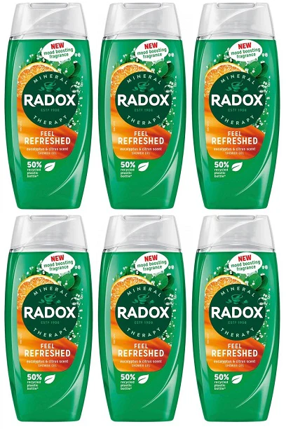 6 x Radox Mineral Therapy Body Wash Feel Refreshed 225 Ml