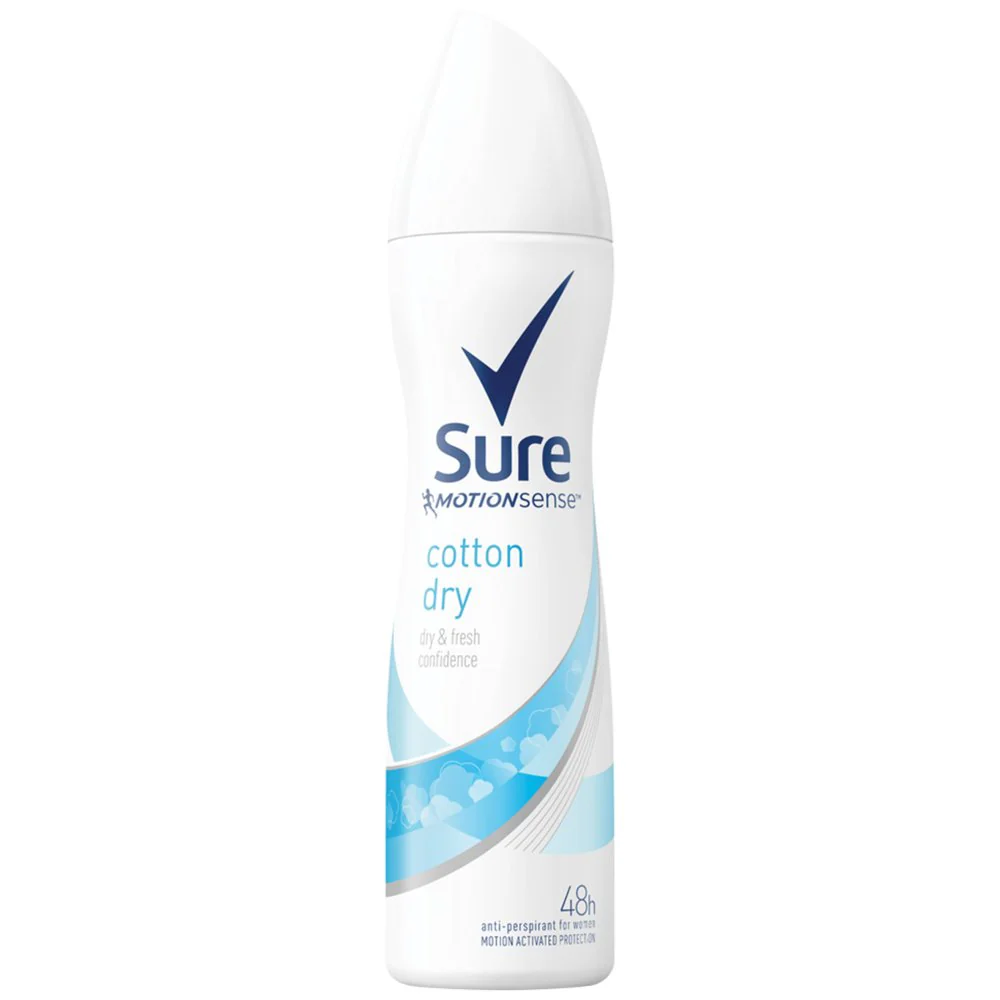 6 x Sure Women Anti-Perspirant Deodorant Aerosol Cotton Dry 150 Ml - Image 3
