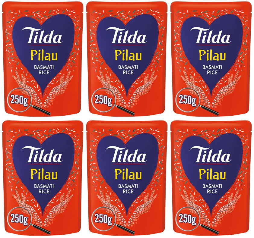 6 x Tilda Microwave Rice Pilau Basmati - 250G