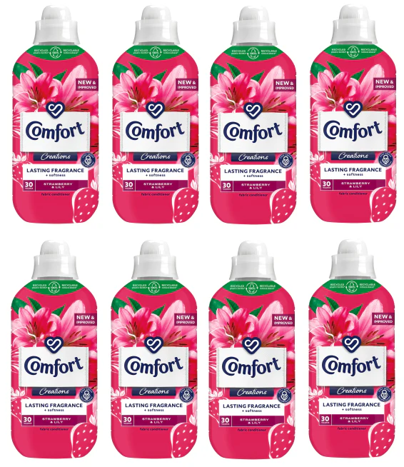 8 x Comfort Creations Strawberry & Lily 30 Wash - 900ML