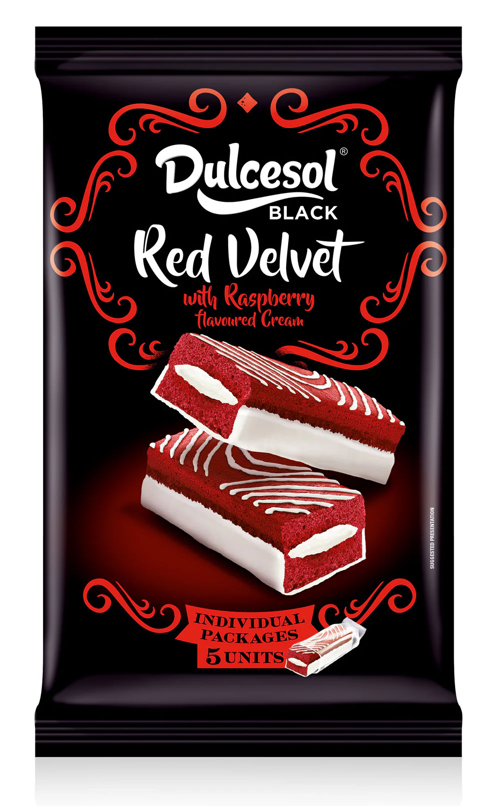 8 x Dulcesol Black Red Velvet Cakes Raspberry 5 Pack - 175Gm - Image 3
