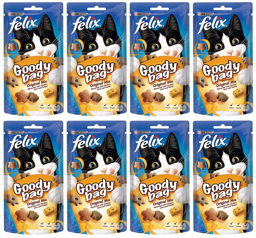 8 x Felix Goody Bag Cat Treats Original 60G