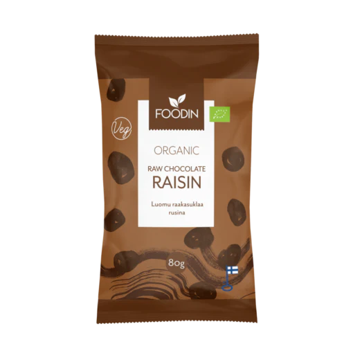 8 x Foodin Org Raw Chocolate Raisins - 80g