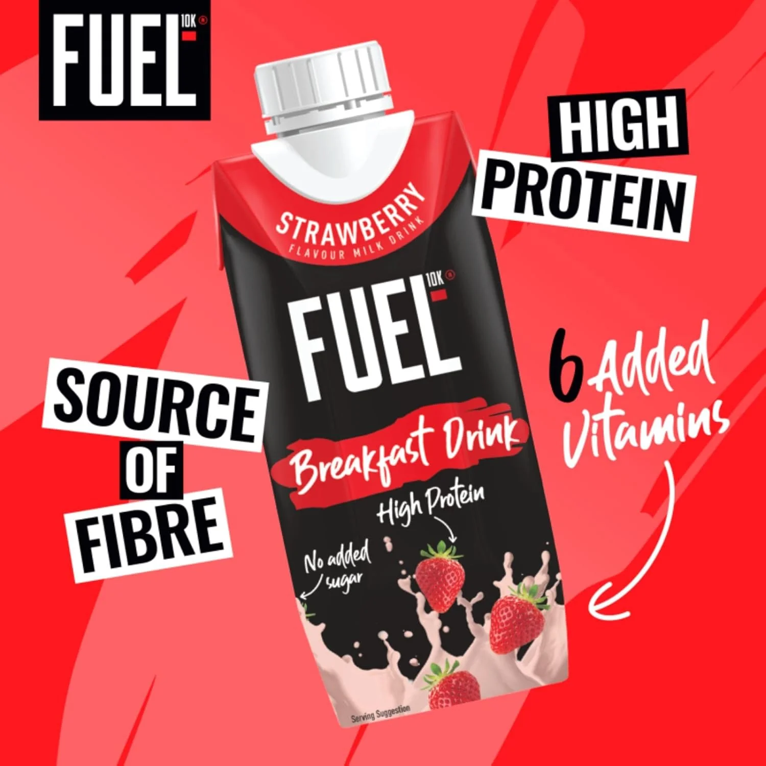 8 x Fuel10k Breakfast Drink Strawberry - 330ML - Image 3