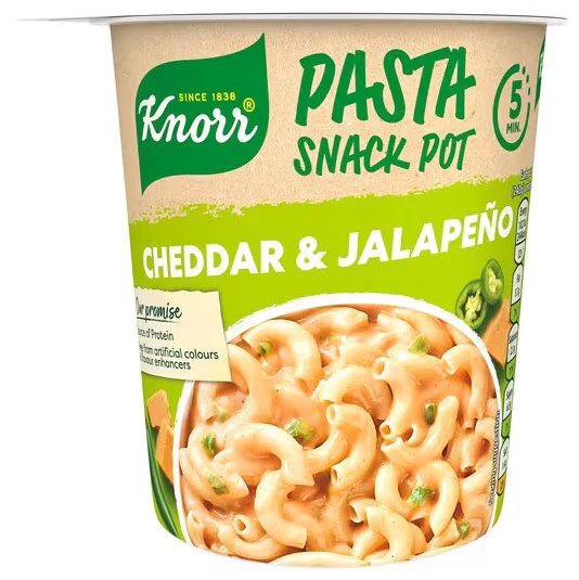8 x Knorr Pasta Snack Pot Cheddar & Jalapeño 62G - Image 2