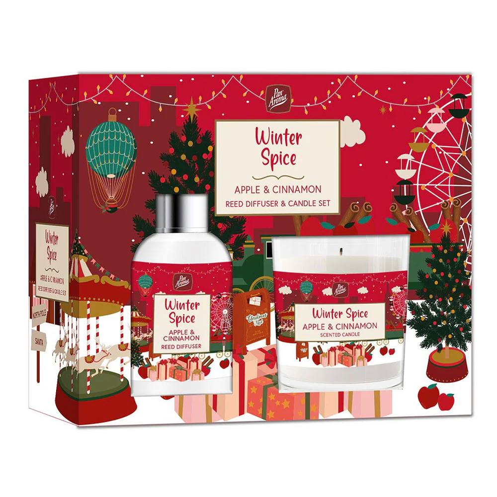 8 x Pan Aroma Reed & Candle Set Winter Spice - 2 PACK