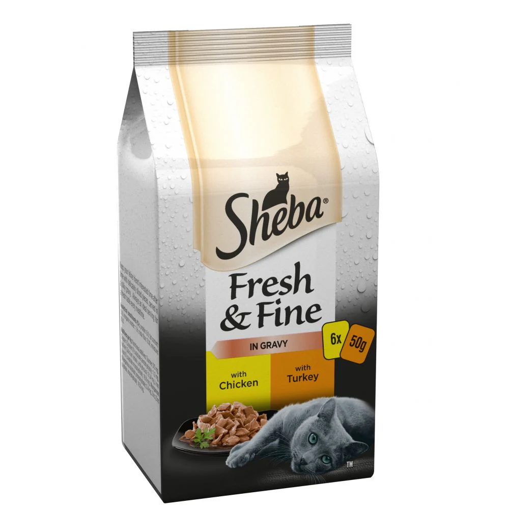 8 x Sheba Fresh & Fine Wet Cat Food Pouches Chicken & Turkey In Gravy 6 X 50G - Image 3