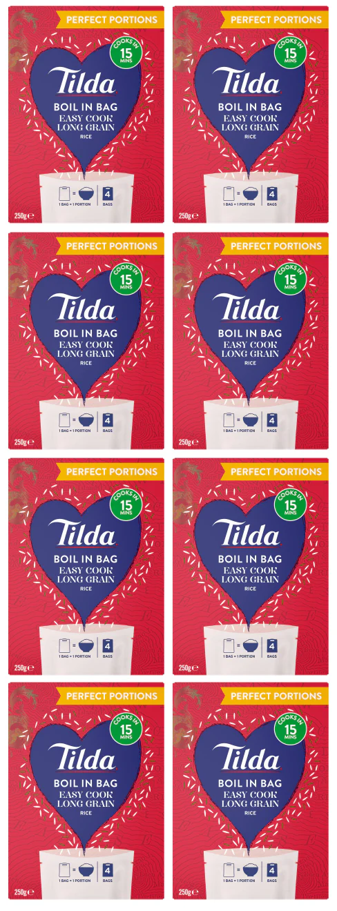 8 X Tilda Boil In The Bag Long Grain 250GM