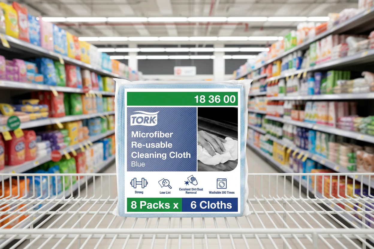 8 x Tork Microfibre Reusable Cloth Blue - Image 2