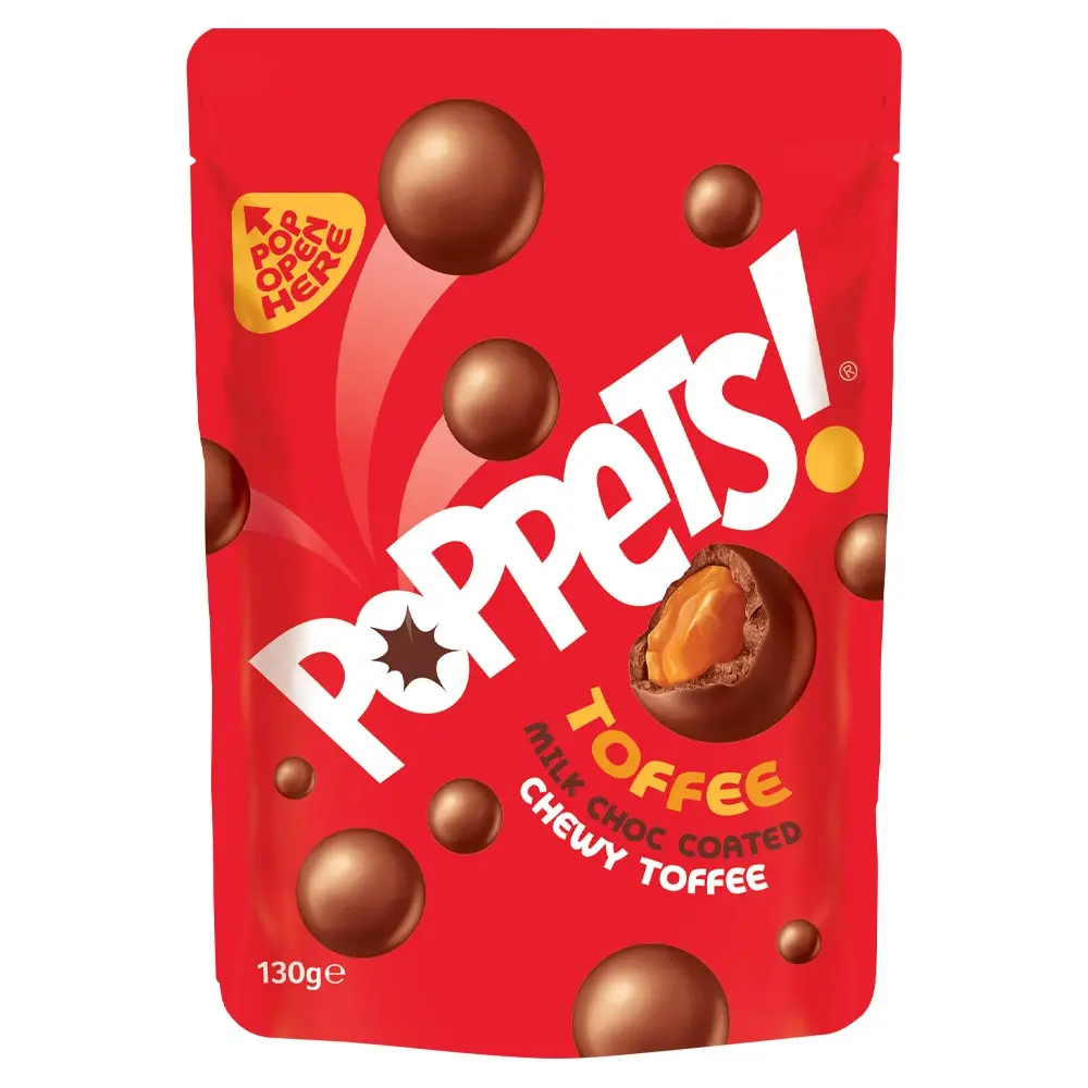 9 x Poppets Toffee Milk Choc Coated Chewy Toffee 130G - Image 3