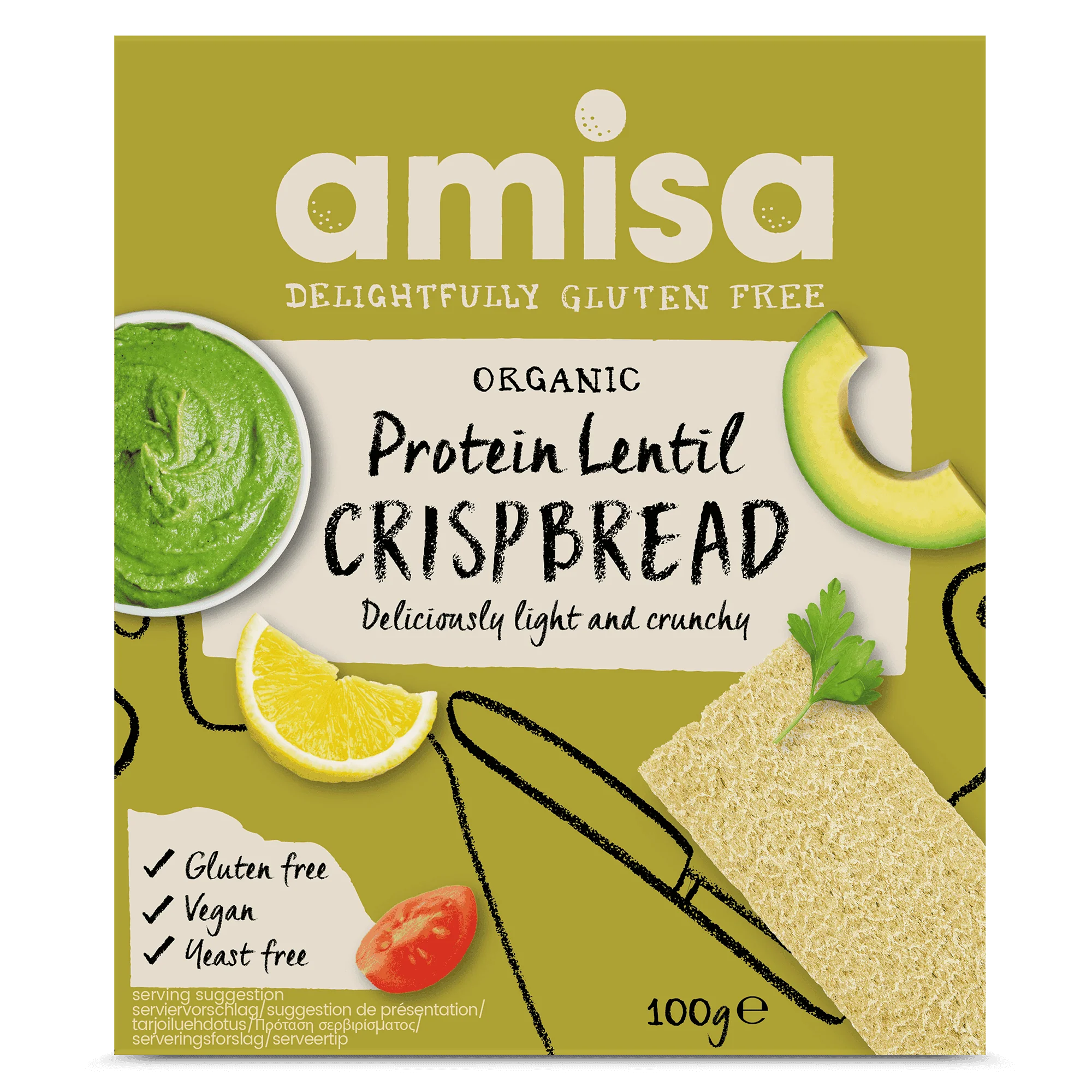 Amisa Organic Protein Lentil Crispbread - GF - 100g