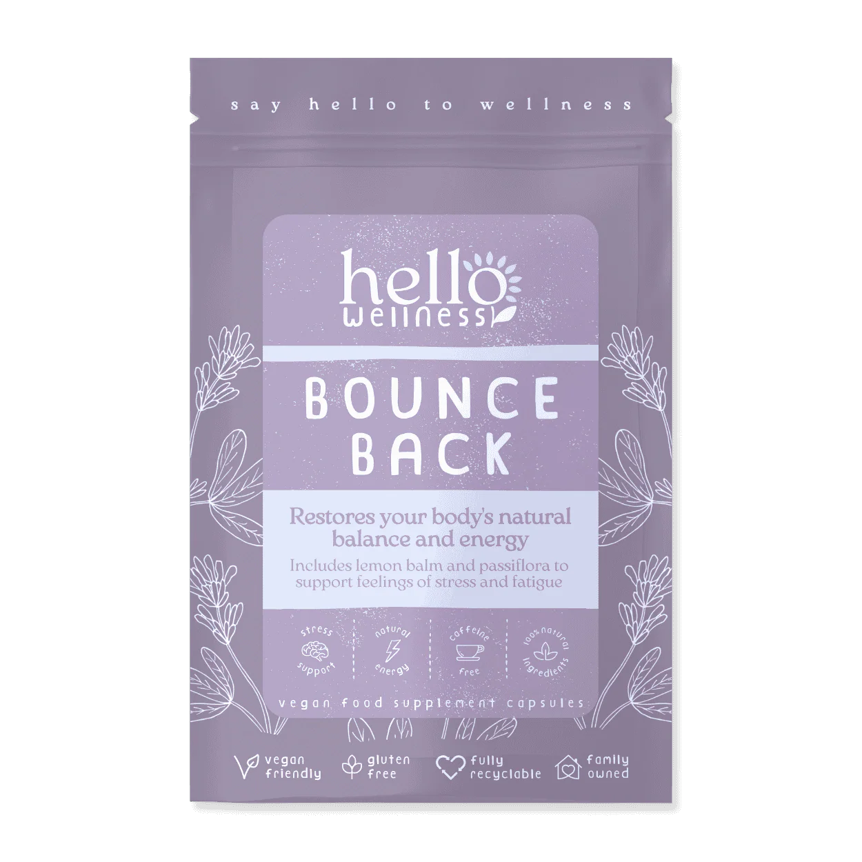 Hello Wellness Bounce Back Nat Calm Energy Herbal - 60caps