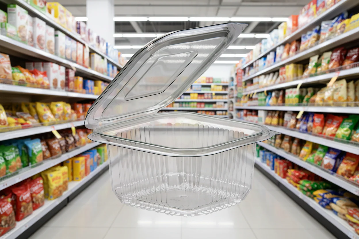 Salad Container Square Hinged 375Ml - Image 3