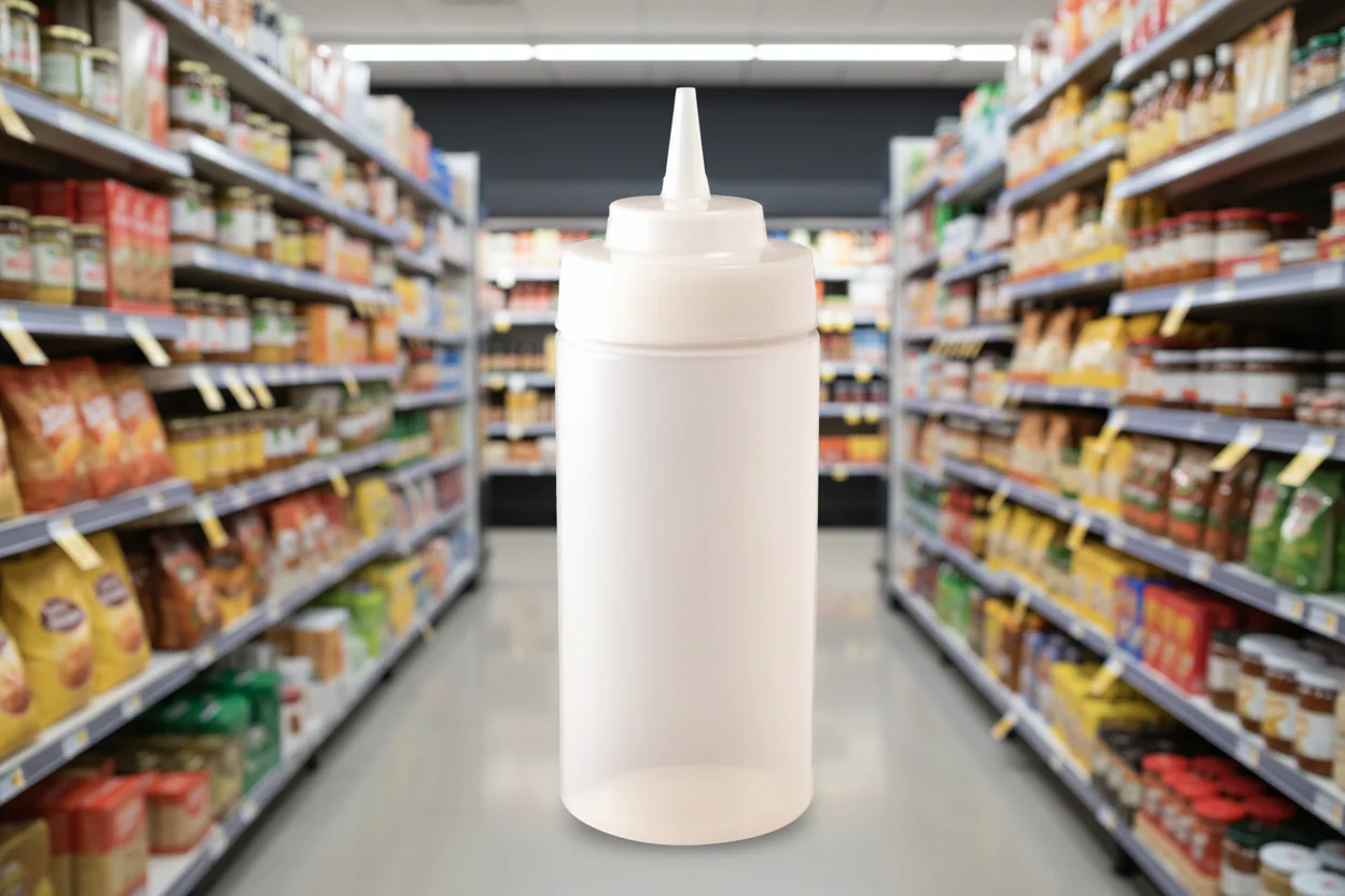 Vogue Wide Neck Clear Sauce Bottle Heavy Duty 32Oz - Image 2